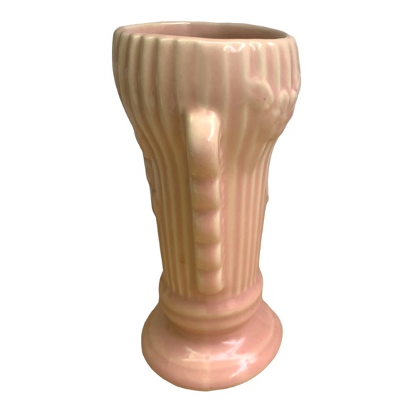 VTG 40’s-50’s Pink Floral Mottled Pottery Flower Vase Marked Midcentury Art Deco - Picture 3 of 8